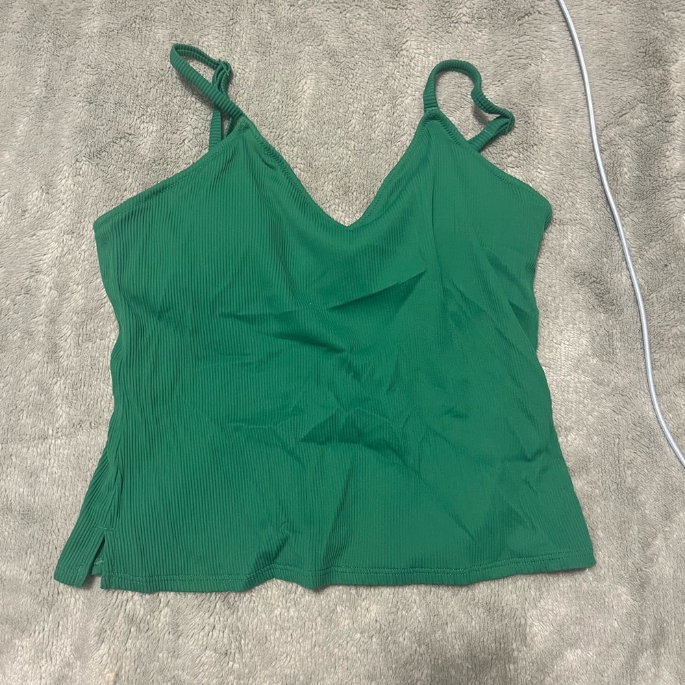 Green Cropped swim shirt